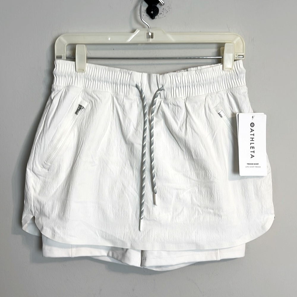 Athleta White Drawstring Skort with Inner Short